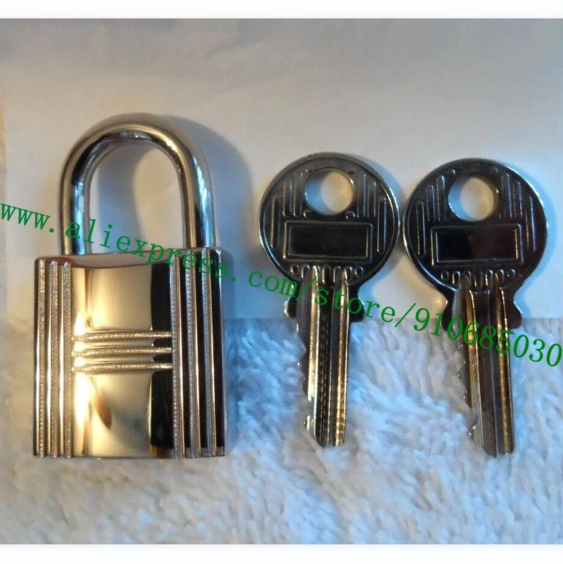 Top Quality Bag Parts 1 Lock 2 Key Polished Shine Silvery Padlock Replacement For Designer Handbag Stainless #161 162