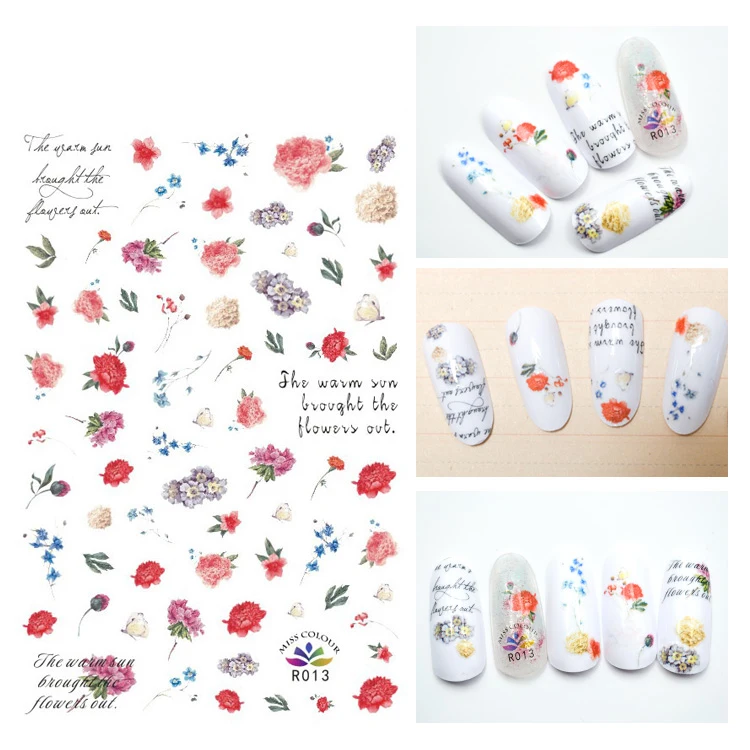 

3D Stickers for Nails Self-adhesive Design Flowers Bouquet Petal Nail Art Decorations Decals Foil Wrap Manicure Accessories