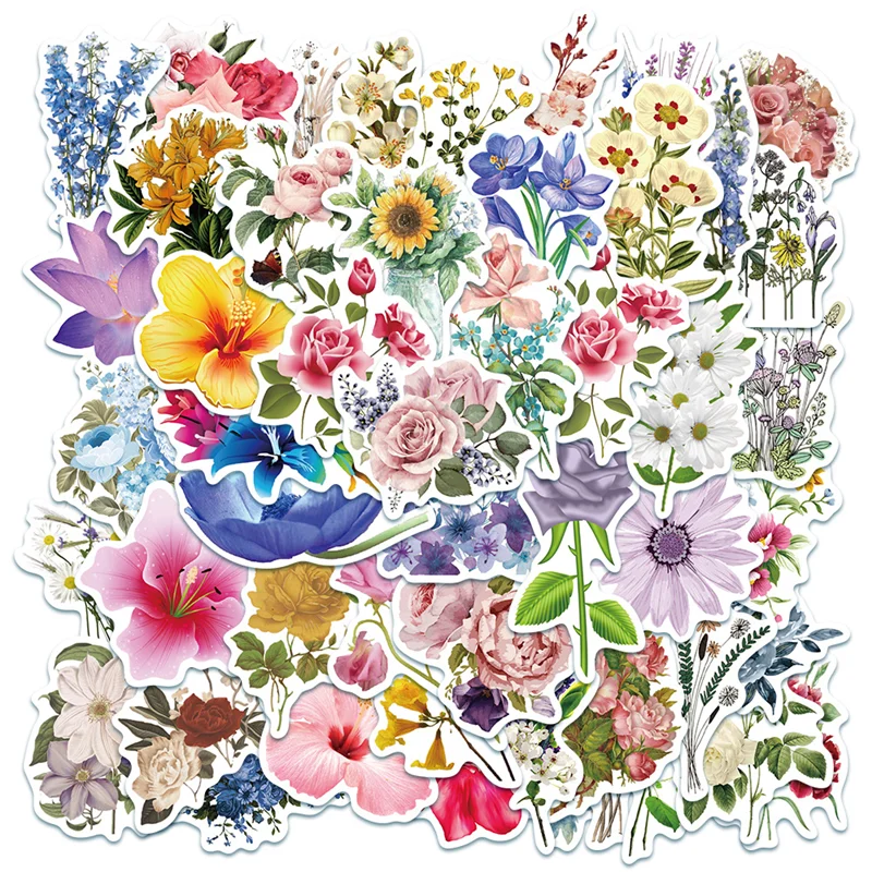 

10/30/50PCS Fresh Flowers Series Cartoon Girl Toy Laptop Mobile Phone Refrigerator Home Decoration Stickers Decal Gift Wholesale