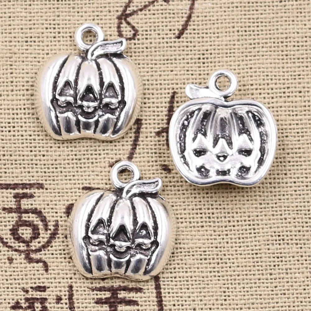 12 шт амулеты тыква Джек фонарь Хэллоуин 20x18 мм Античные Подвески из серебра