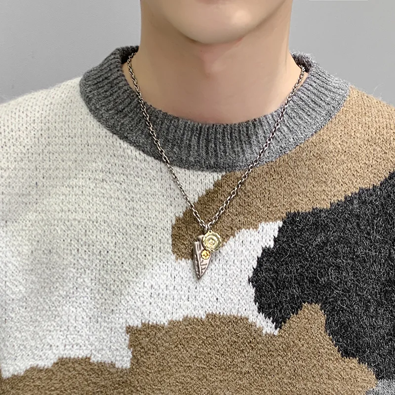 

Mens Crew Neck Sweater Men Winter Casual Oversized Korean Fashion Streetwear Camouflage Pullovers Print Loose Sweaters For Men