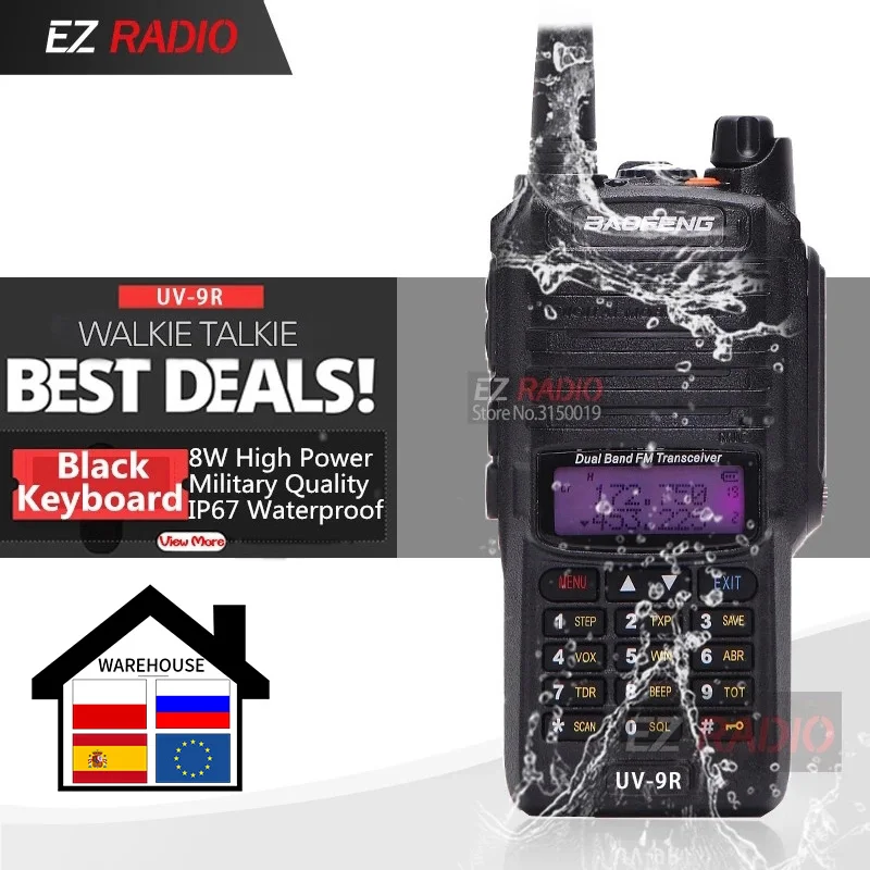 

2020 Upgrade UV-9R Waterproof IP67 Walkie Talkie 10KM Baofeng UV-XR GT-3WP UV-5S UV-5R WP Long Range Radio UV-9R Plus Black