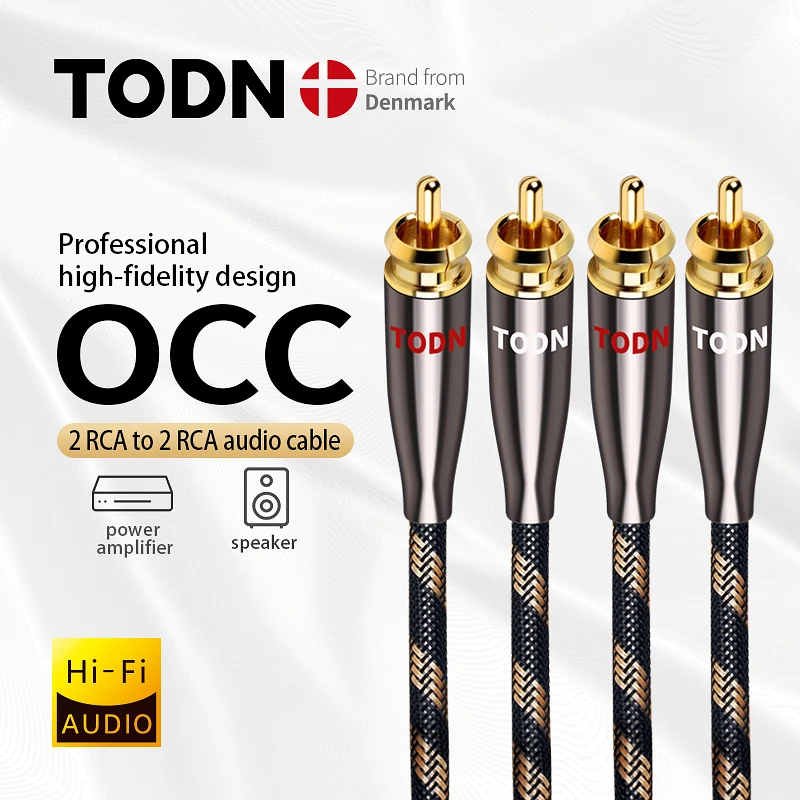 Кабель TODN 1 пара RCA 99.999% OCC стерео кабель высокопроизводительный Премиум Hi Fi аудио