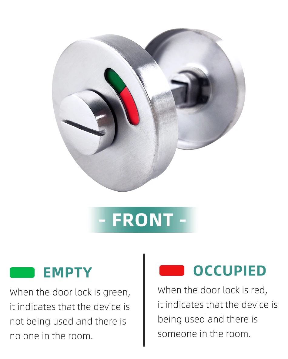 Bathroom Hardware Fittings Toilet Cubicles Indicator WC Door Lock Thumb Turn Knob Stainless Steel