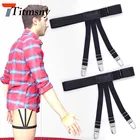 Взрослые мужские черные не с блокировкой скольжения зажимы подтяжки для ног Подтяжки для рубашек подтяжки ремни эластичный регулируемый пояс для рубашек подвязки