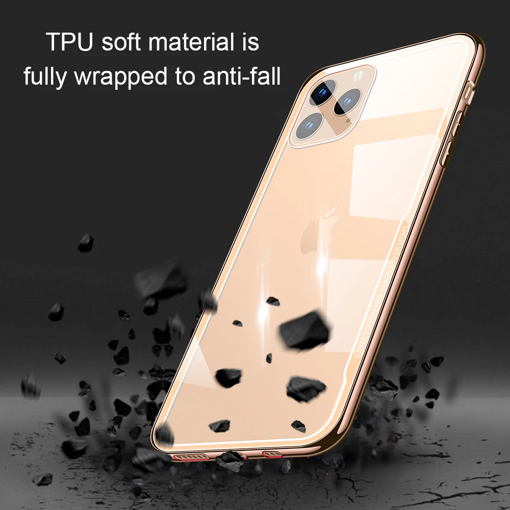 Чехол из закаленного стекла для iPhone X, XR, XS, Max, чехол, Роскошная золотая рамка, защита от царапин, противоударный чехол для iPhone 8, 7, 6, 6s Plus, 11 Pro