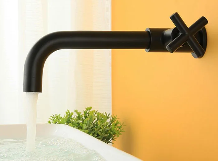 

CN Chrome & Black Out Door Garden Wash Faucet Wall Mount Sink Cold Water Tap Solid Brass Bathroom Hardware