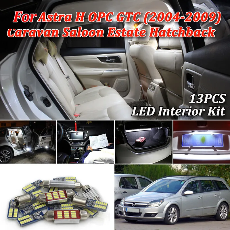 13 шт., без ошибок, для Vauxhall, аксессуары для Opel Astra K OPC GTC, светодиодный, для интерьера, купольная карта, лампочки, комплект