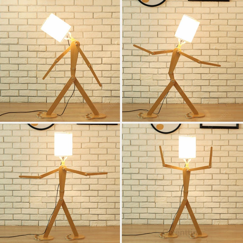 Современные DIY робот деревянный торшер стоячие лампы для гостиной спальни стойки