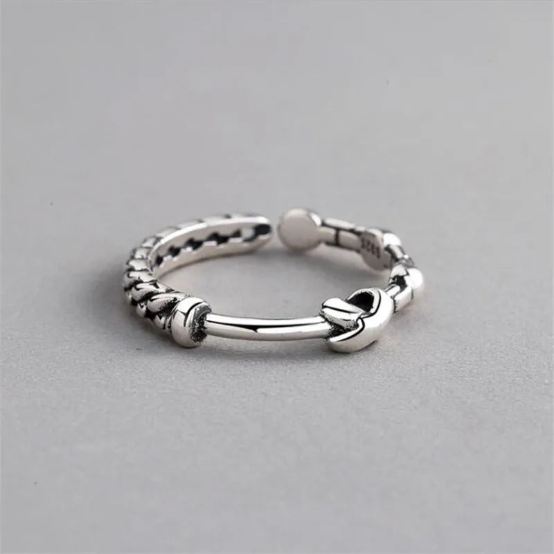 

Новинка, изысканная Ретро цепочка с узлом из веревки, модное ювелирное изделие из стерлингового серебра 925 пробы, популярные открытые кольц...