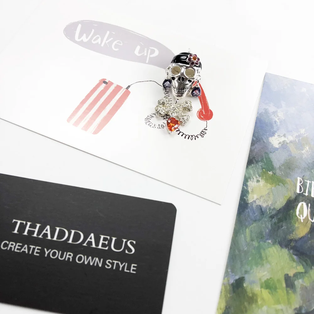 Подвеска пиратский череп, Брендовое модное ювелирное изделие Thomas Bijoux ожерелье аксессуары 925 пробы Серебряный подарок для мужчин и женщин Ts