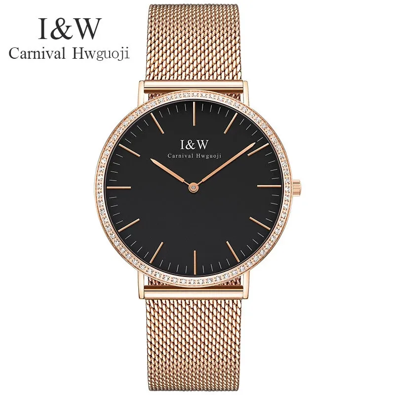 Carnival Brand Men Women Fashion Watches Ladies Luxury Ultra Thin Casual Quartz Wristwatch Sapphire Dress Clock Relogio Feminino
