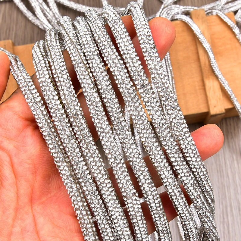 Стразы из хлопковой веревочной цепи плотные белые круглые бриллиантовые