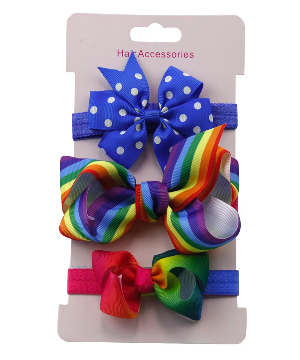 

3Pcs Kids Elastic Floral Headband Hair Girls baby Bowknot Hairband Set