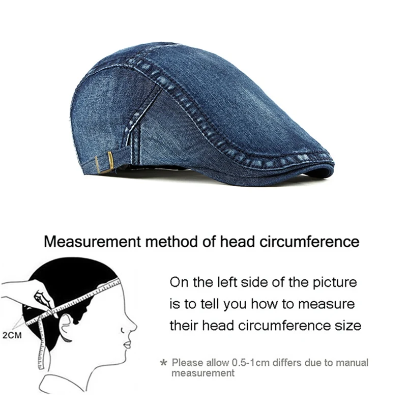 

Beret Cap Women Men Summer Sunshade Adjustable Washed Denim Peaked Hat Outdoor Headwear Apparel Accessories