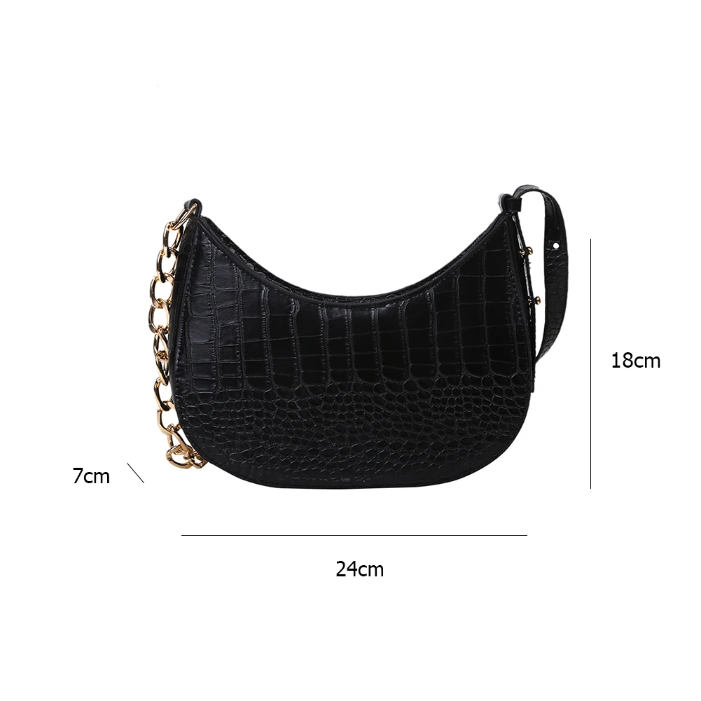

Fashion Alligator Pattern Underarm Bag Simple Women Solid Color PU Leather Shoulder Hobos Bags Portable Street Crossbody Handbag