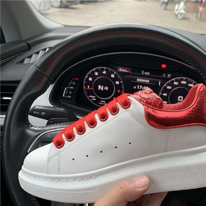 Лучшая версия коллекция 2019 года белые туфли из натуральной змеиной кожи с