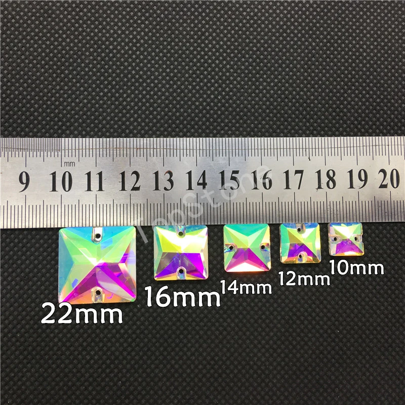 Квадратный пришивной камень TopStone прозрачный кристалл AB цвет 10 12 14 16 22 мм шитье с