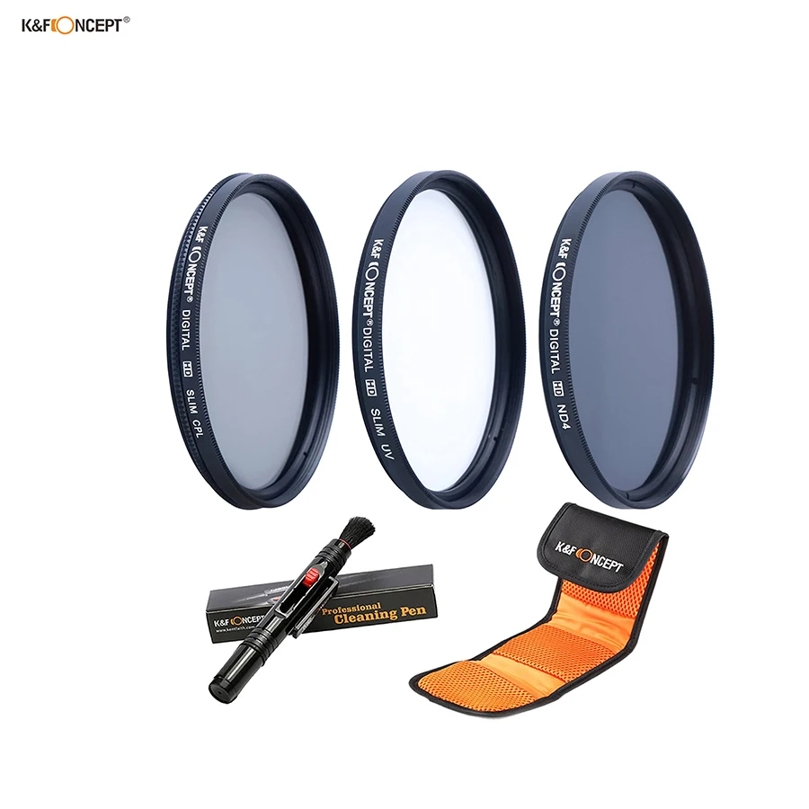 K & F CONCEPT 3 шт 72 мм ND УФ фильтр CPL наборы фильтров сумки камеры|lens filter|filter pouchfilter set |
