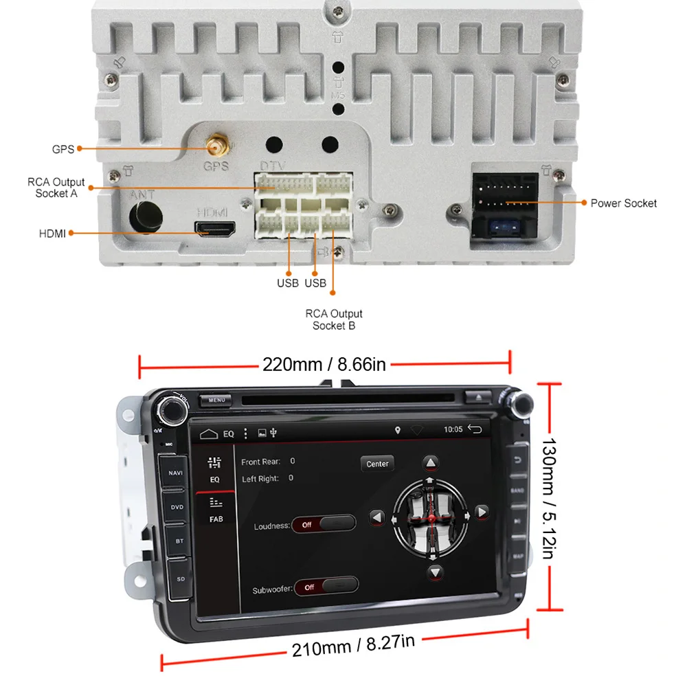 Eunavi 2 Din Android 10 автомобильное радио GPS для VW Passat B6 B7 CC Polo Golf 5 6 Touran T5 Jetta Tiguan RNS510