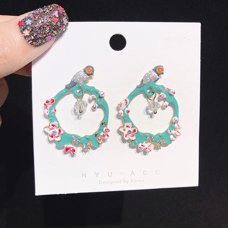 JZTOP 2019 Модные женские длинные серьги гвоздики очаровательные эмалевые в виде