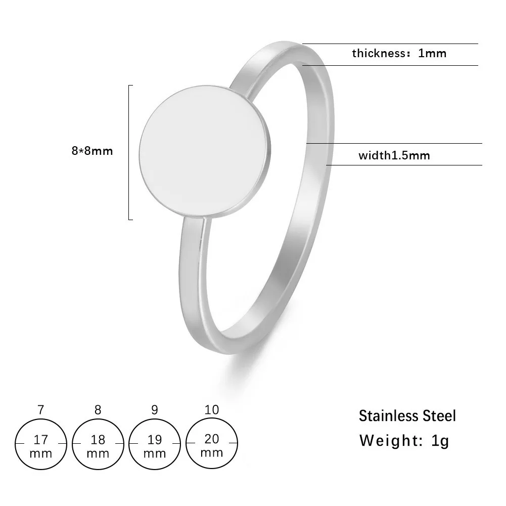 

Lucktune Round Disk Ring Personalized Name Logo Brand Stainless Steel New Fashion Women Minimalist Jewelry Gift for Her