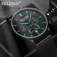 belushi watch men luxury brand famous male watch black watches ultra thin milan belt stainless steel quartz men wrist watch 2020