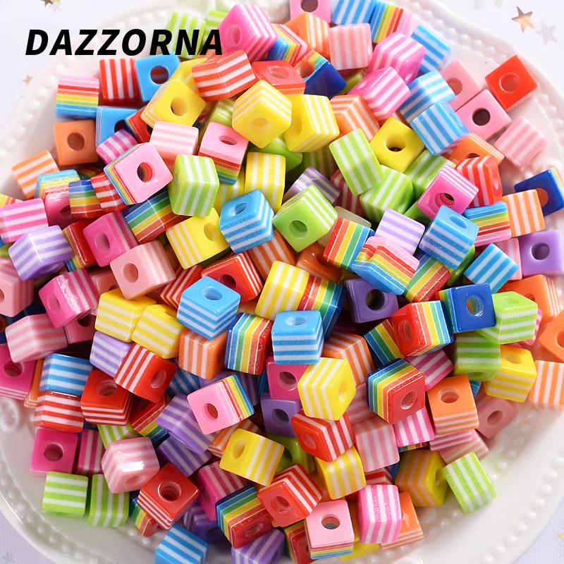 Разноцветные Бусины из смолы цветные яркие Квадратные бусины россыпью для