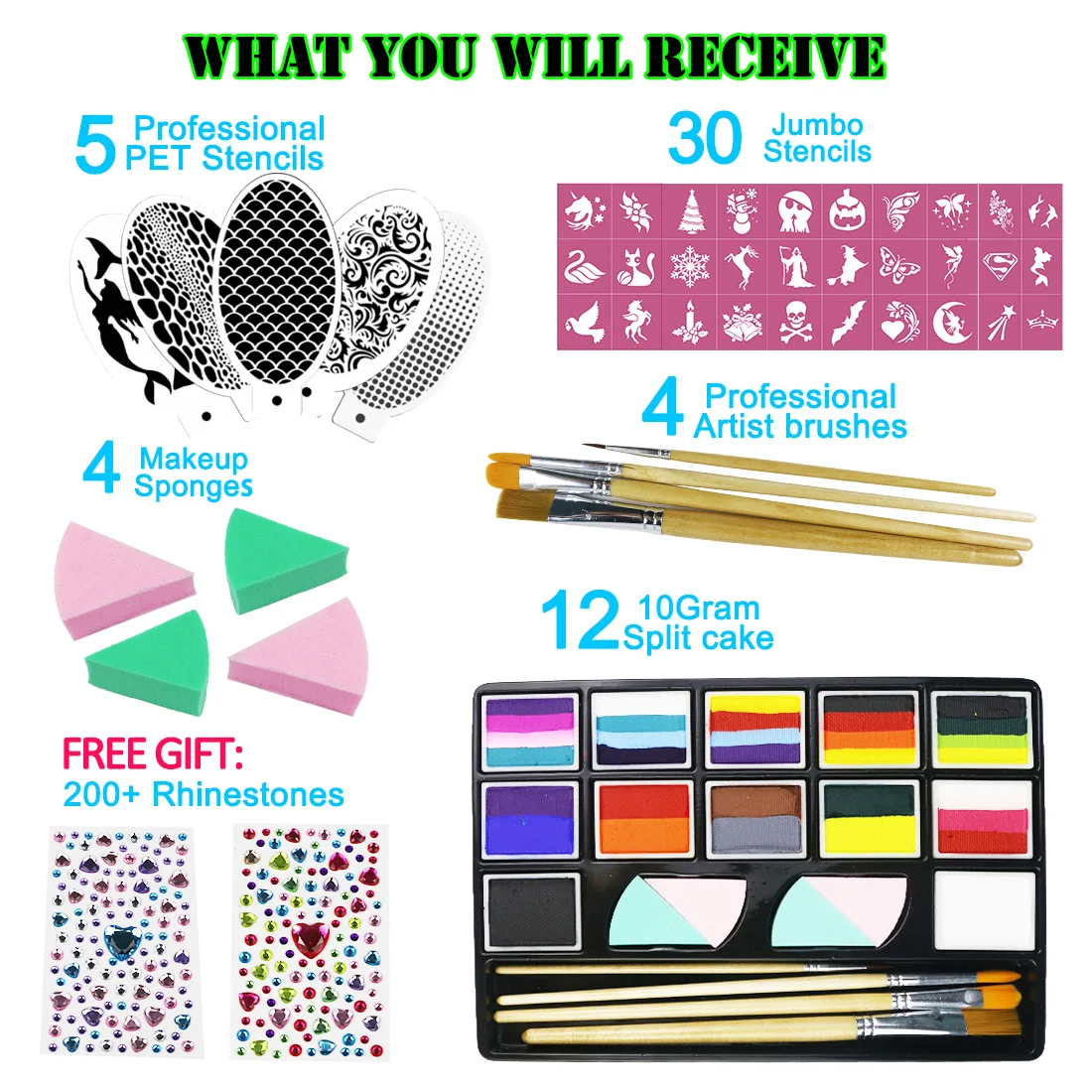 Профессиональный набор для рисования лица Bowitzki детей и взрослых тела с