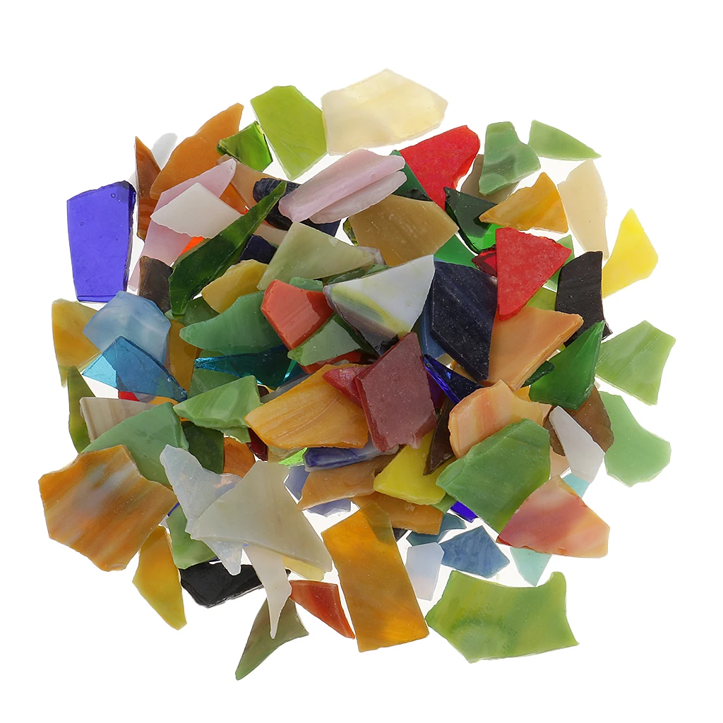200g Mixed Color Irregular Glass Mosaic Tiles Pieces For DIY Craft 10-30mm | Дом и сад