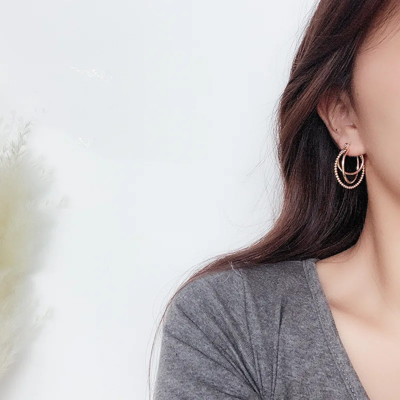 Простые Дизайнерские позолоченные медные металлические геометрические двойные