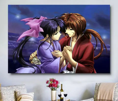 W263 Rurouni Kenshin Kamiya Kaoru аниме тренд, красивая шелковая ткань, яркая декоративная наклейка