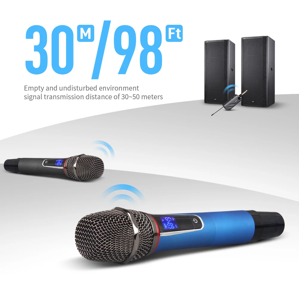 Беспроводной микрофон UX2S UHF для караоке Регулируемая частота ручной 2 канальный