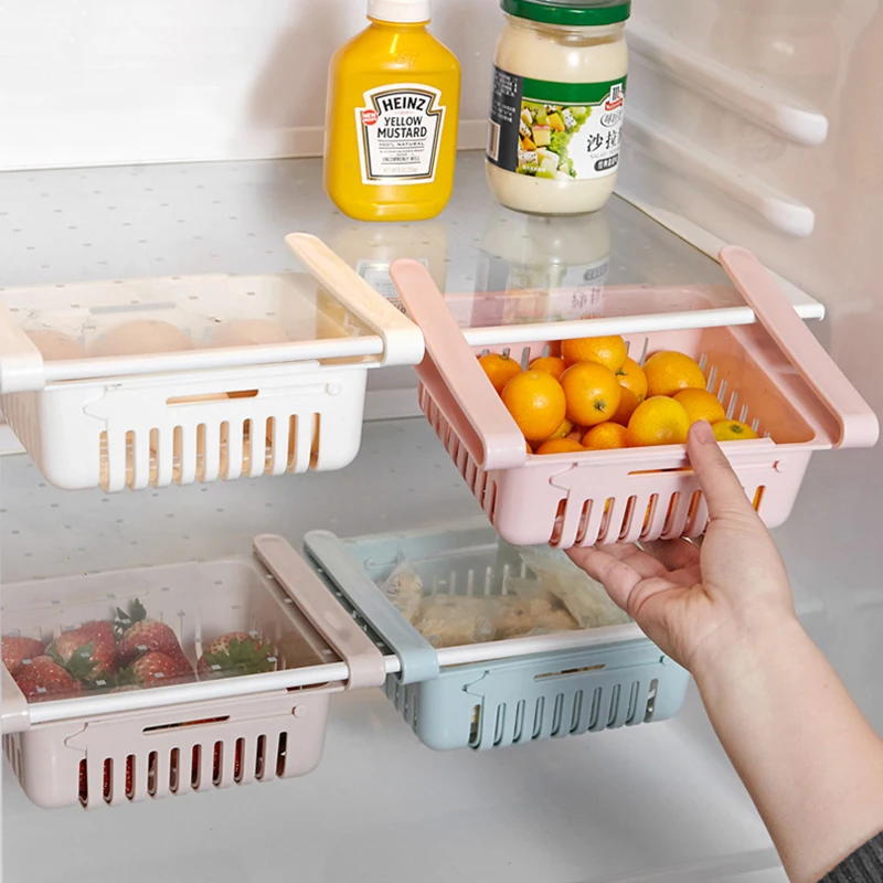 

Telescopic Refrigerator Partition Multi-purpose Finishing Storage Rack Refrigerator Fresh-keeping Pull-out Classified Rack