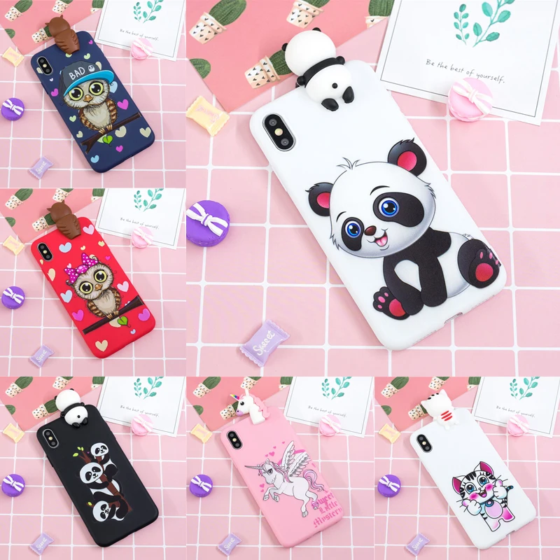 3D мультфильм панда телефон с единорогом чехол для iPhone 11 Pro X XR XS Max Мягкий ТПУ