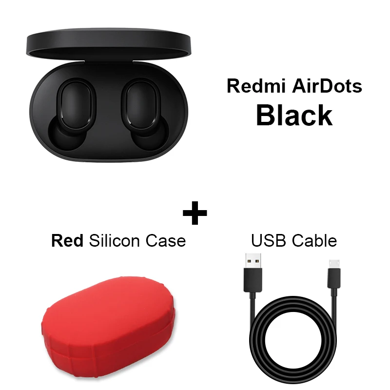 Add Cable Red Xiaomi Redmi Airdots TWS Bluetooth наушники стерео басы BT 5,0 Eeadphones с микрофоном Handsfree Наушники управление AI - Цвет: Add Cable Red
