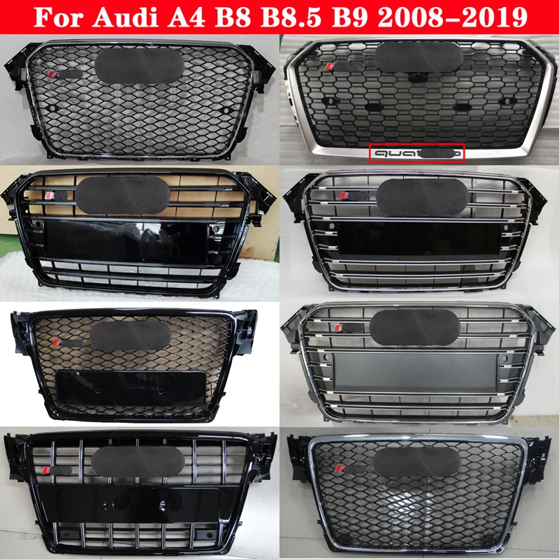 Для Audi A4 B8 B8.5 B9 2008 2019 to S4 RS4 Глянцевая решетка для автомобиля передняя средняя