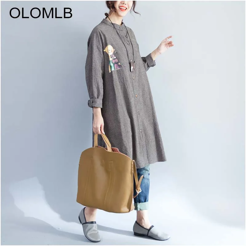 Olomlb 2019 осень и зима новая свободная Классическая клетчатая Длинная женская