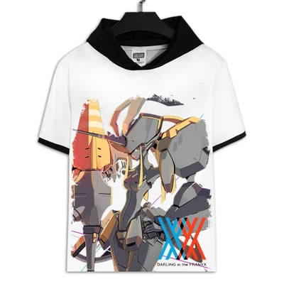 07 Футболка DARLING in the FRANXX, короткий рукав, с капюшоном, футболки 002, аниме, повседневные, летние, Zero Two, футболки для косплея для женщин и мужчин - Цвет: 07