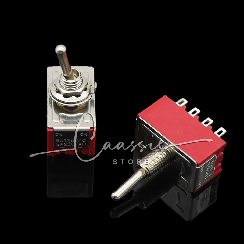 

10pcs red 6A/125VAC 2A/250VAC 12 Pin 4PDT ON/ON 2 Position Mini MTS-402 Toggle Switch