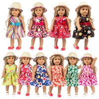 for 18 girl doll hawaii flower dress and straw hat girls doll outfits also suit for baby doll dress