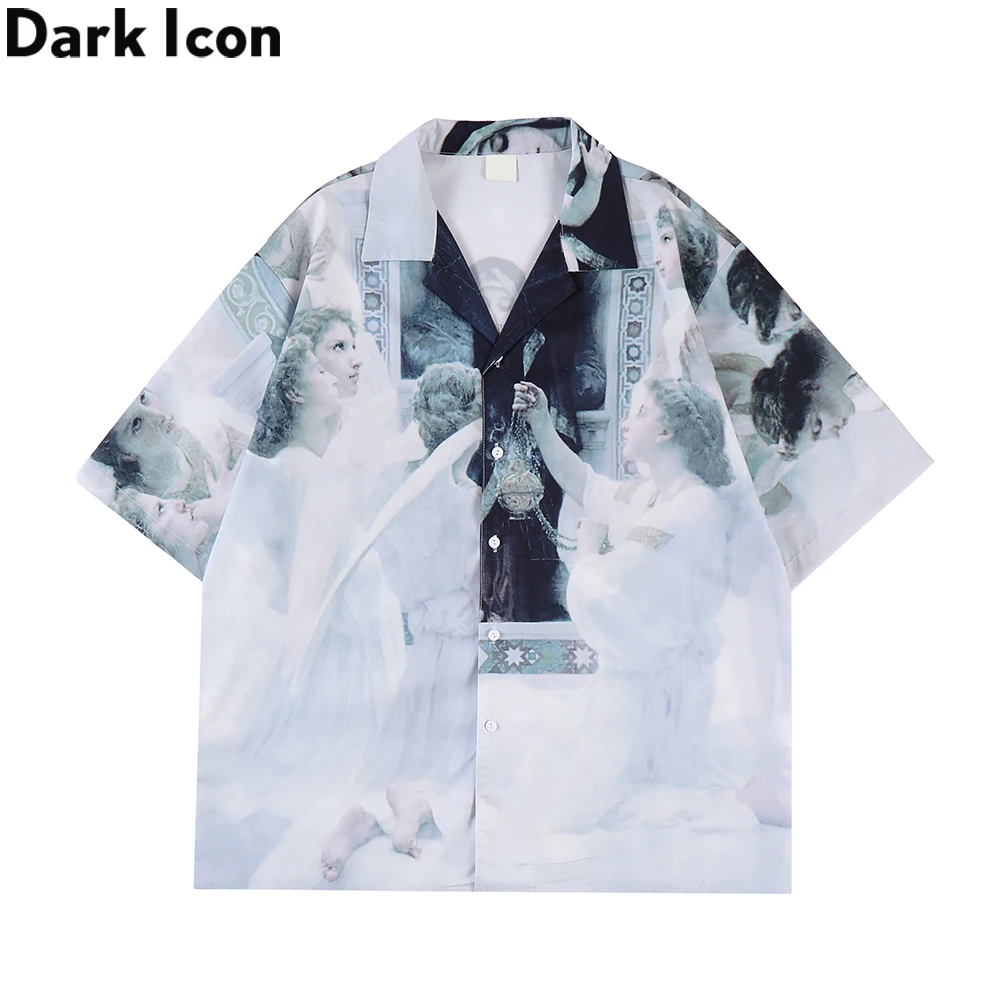 

Dark Icon Printed Vintage Street Shirts for Men Summer Polo Shirt Man Male Top