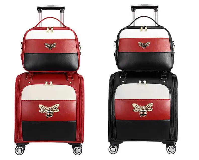 TRAVEL TALE leather suitcase women carry on travel case luggage 16" cabin travel bag