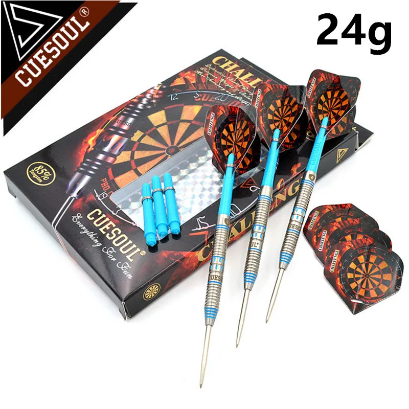 Blue 24g CUESOUL Challenger 145 мм Профессиональный 85% Вольфрам Сталь Дартс с нейлоновые валы 24/26/28g синий - Цвет: Blue 24g