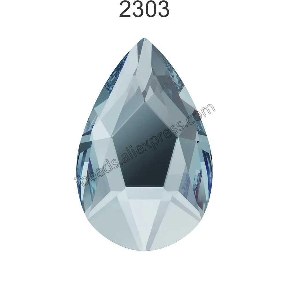 Оригинальные кристаллы Swarovski 2303 груша с плоской задней частью без горячей фиксации Стразы для дизайна ногтей DIY украшения одежды - Цвет: Aquamarine 202 F
