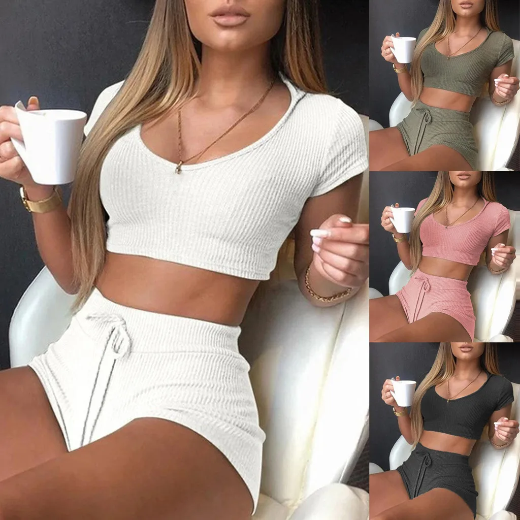 Пижама женская Mujer сексуальное женское белье домашняя Мода Короткие однотонные