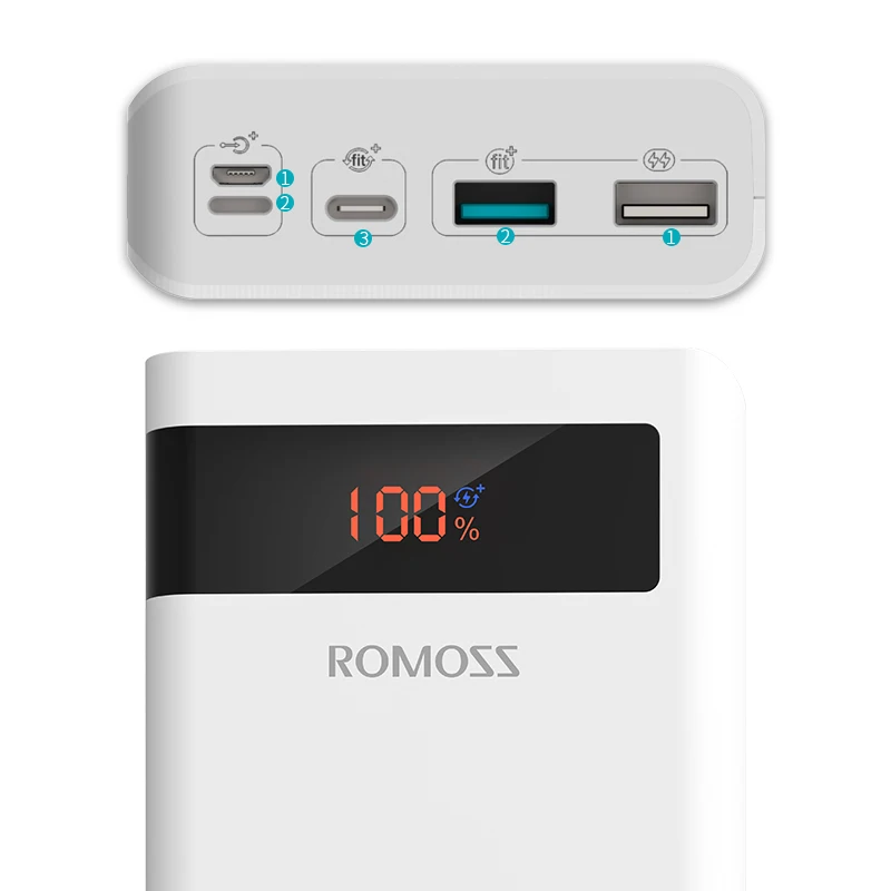 повербанк 30000 мАч ROMOSS Sense 8P+ power Bank портативный внешний аккумулятор с PD