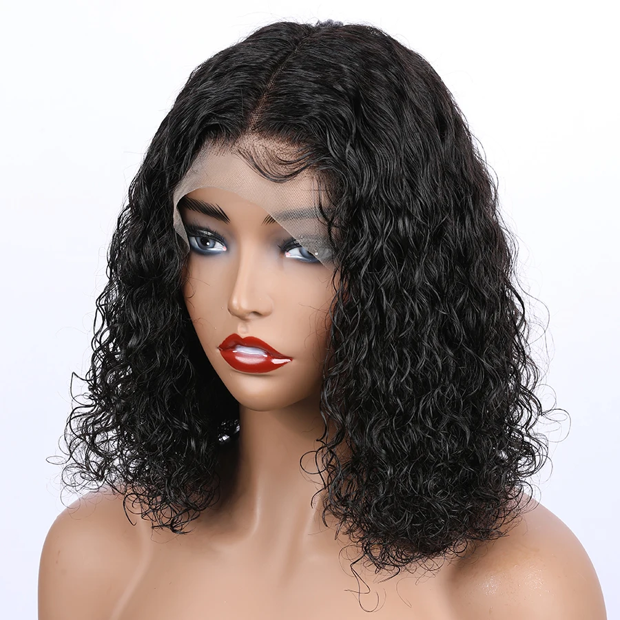 Elva волосы 150% короткий Боб кудрявые 13х6 кружева фронта человеческих волос парики