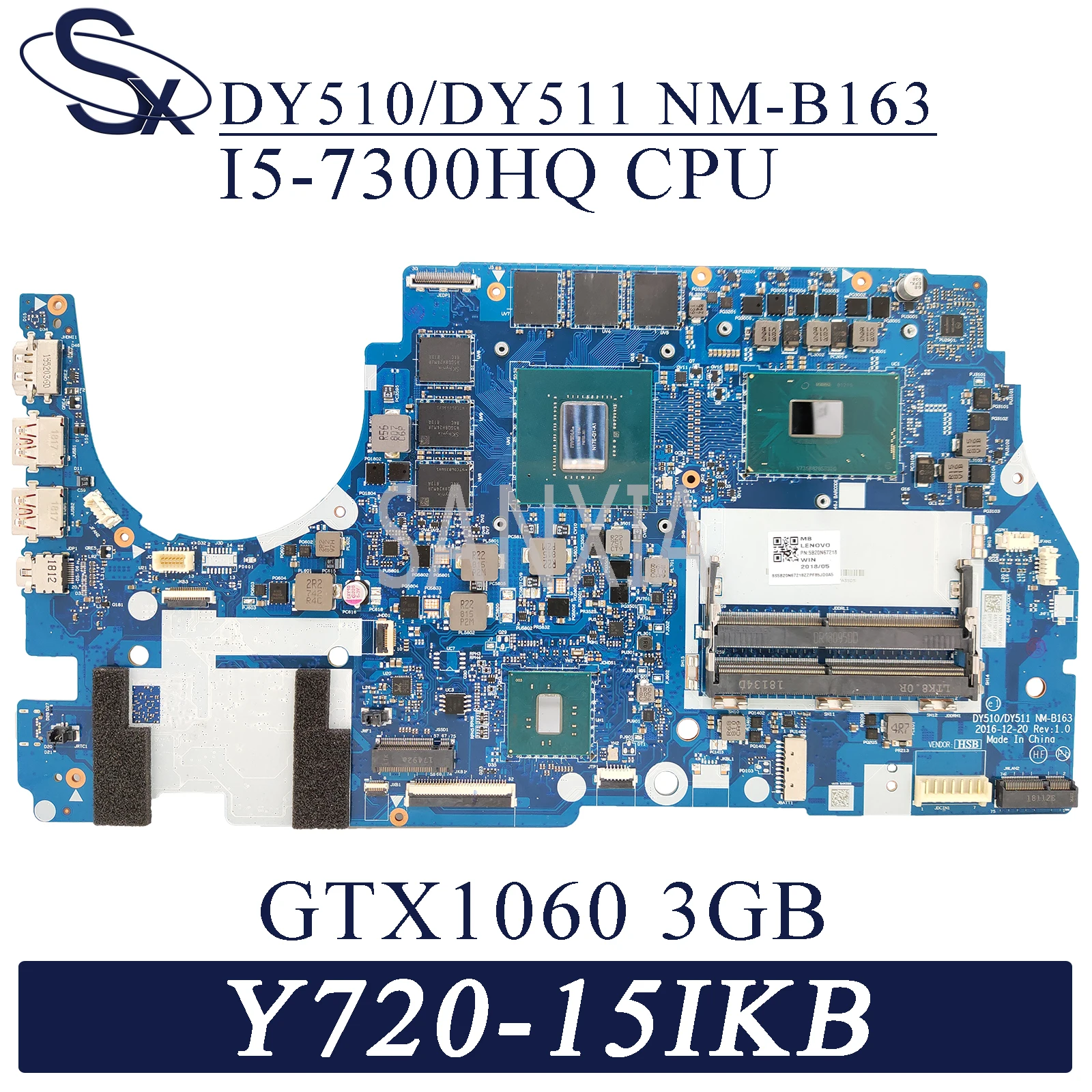 KEFU DY510/DY511 NM B163 материнская плата для ноутбука Lenovo Y720 15IKB оригинальная HM175 I5 7300HQ GTX1060