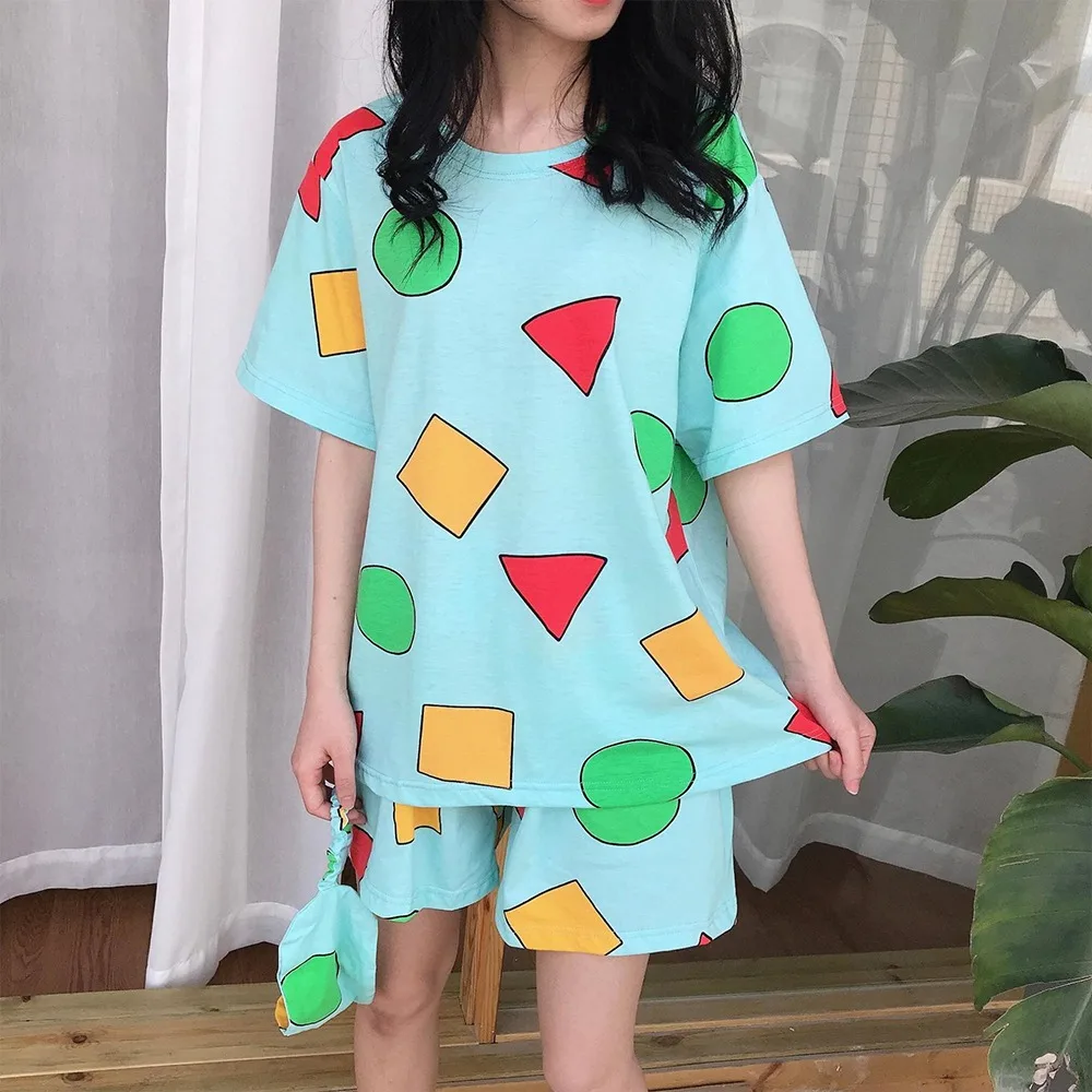 

Pijama Sin Chan Women's Pajamas for Woman Summer Sleepwear Suits with Shorts Pajama Set Home Clothes Pyjamas Sinchan 2021